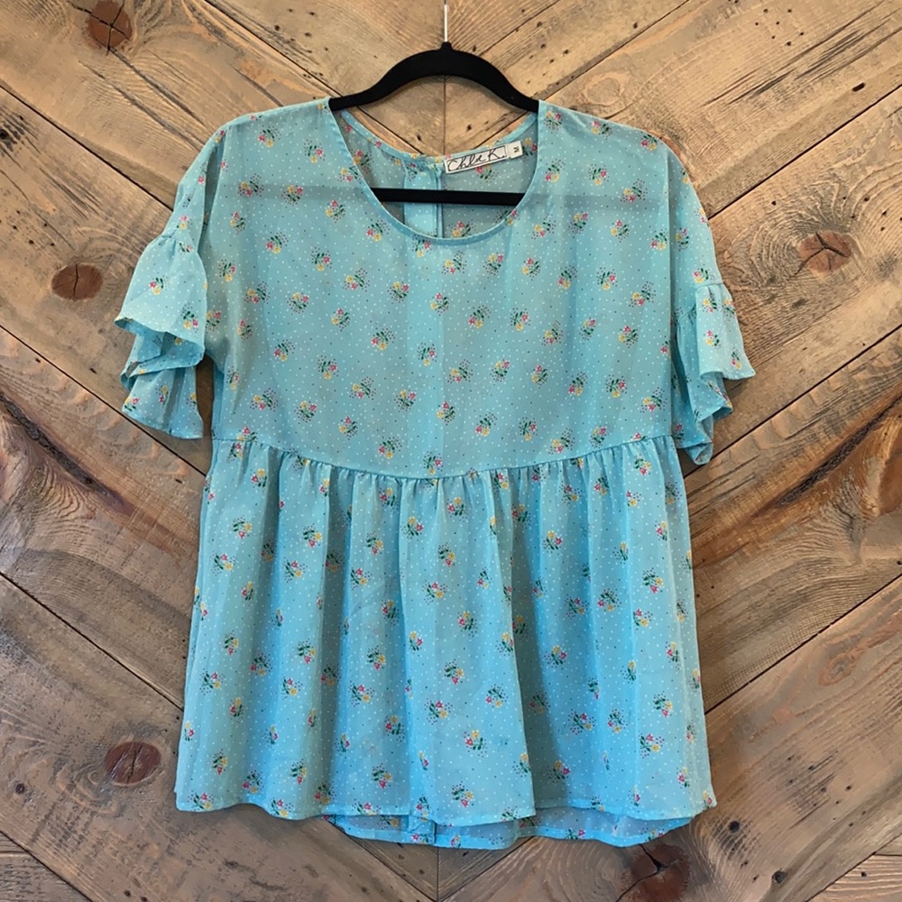 Chloe K Sheer Empire Babydoll Top size M